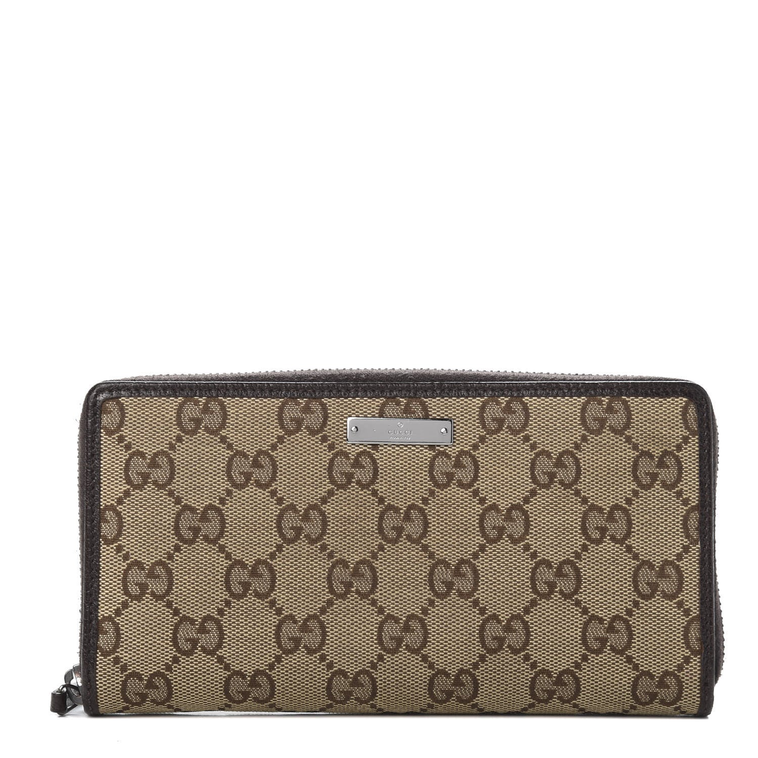 Gucci Monogram Metal Bar Zip Around Wallet Dark Brown 1 of 7