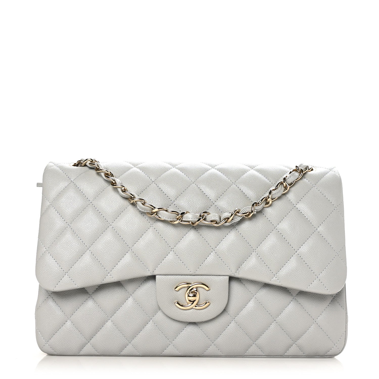 Chanel Caviar Quilted Jumbo Double Flap Grey 1 of 10