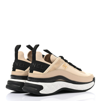 Chanel Velvet Calfskin Mixed Fibers CC Sneakers 36.5 Beige 4 of 8