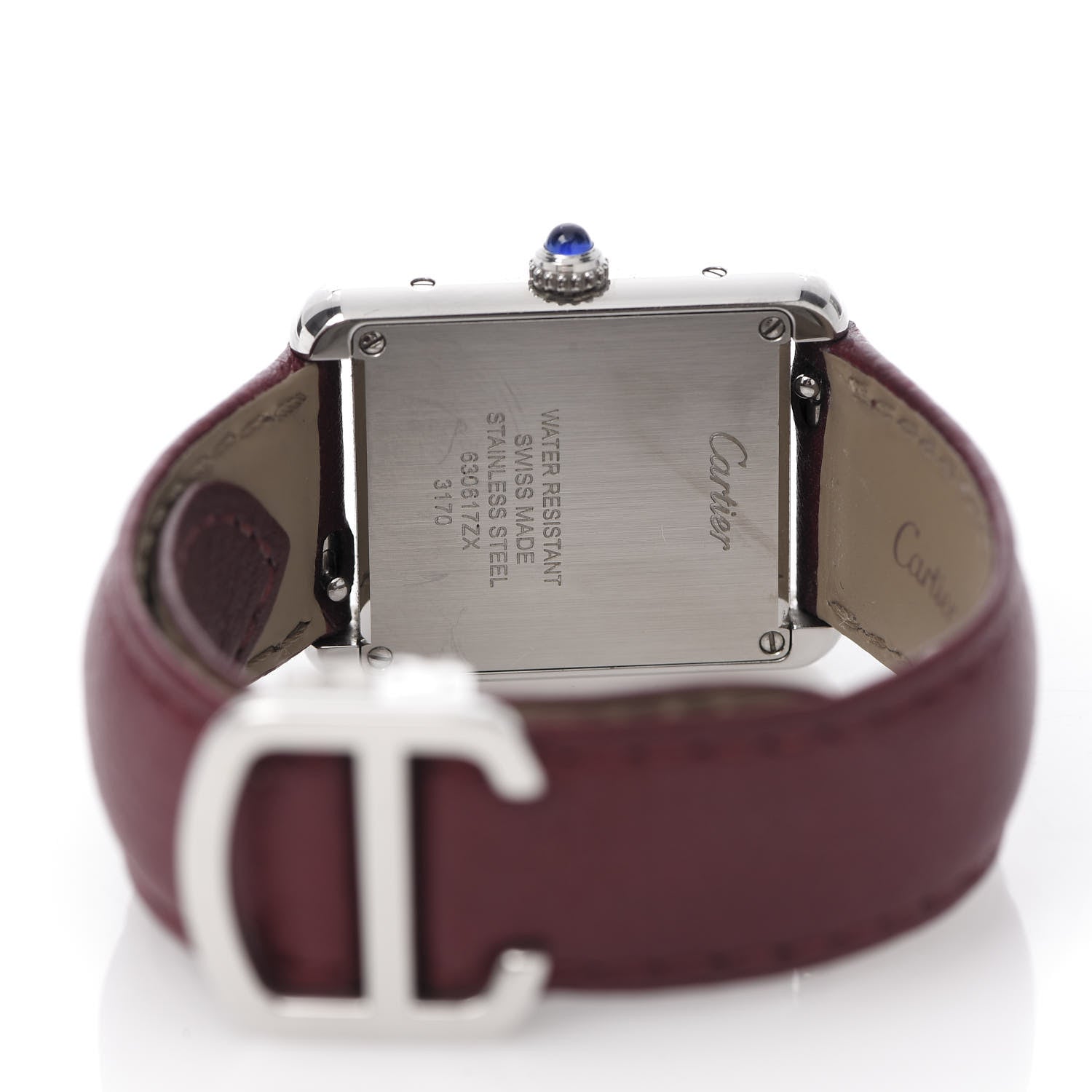 Cartier Stainless Steel Calfskin 24mm Tank Solo Quartz Watch Burgundy 5 of 10