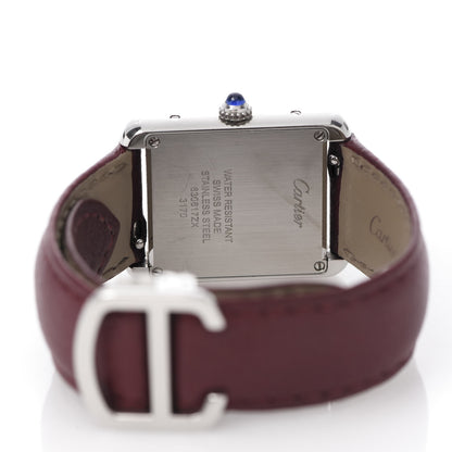 Cartier Stainless Steel Calfskin 24mm Tank Solo Quartz Watch Burgundy 5 of 10