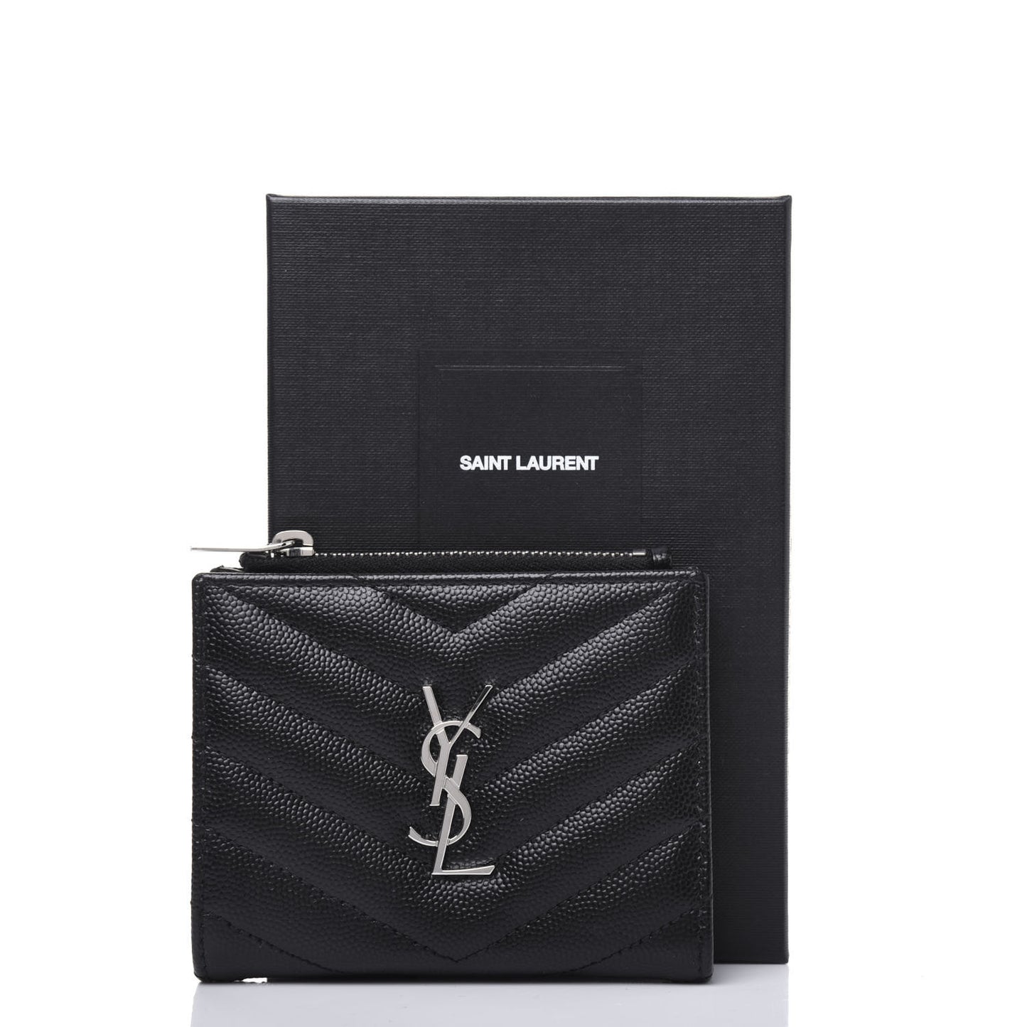 Grain De Poudre Matelasse Chevron Monogram Zipped Card Case Black