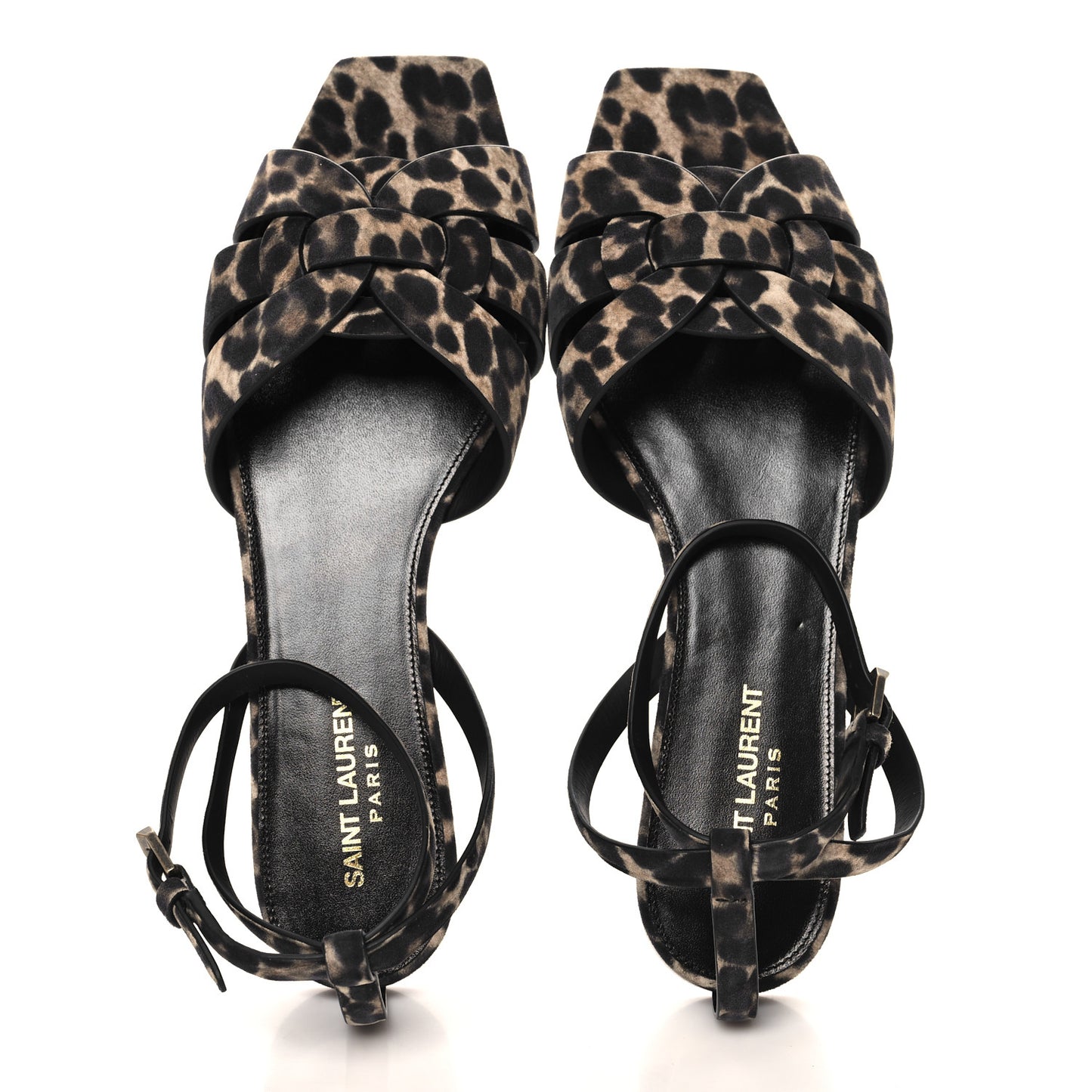 Suede Leopard Print Tribute 05 Ankle Strap Sandals  40 Russian Beige