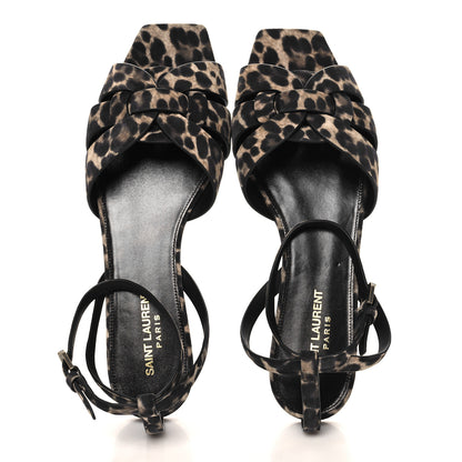 Saint Laurent Suede Leopard Print Tribute 05 Ankle Strap Sandals  40 Russian Beige 2 of 10