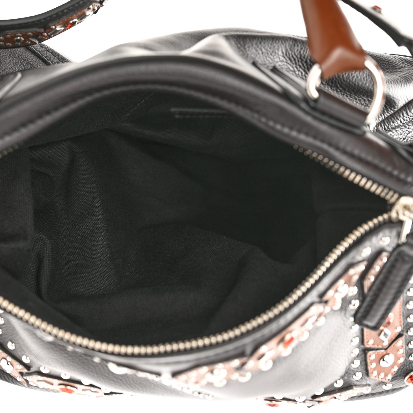 Calfskin Studded Medium Studded Pandora Black Brown