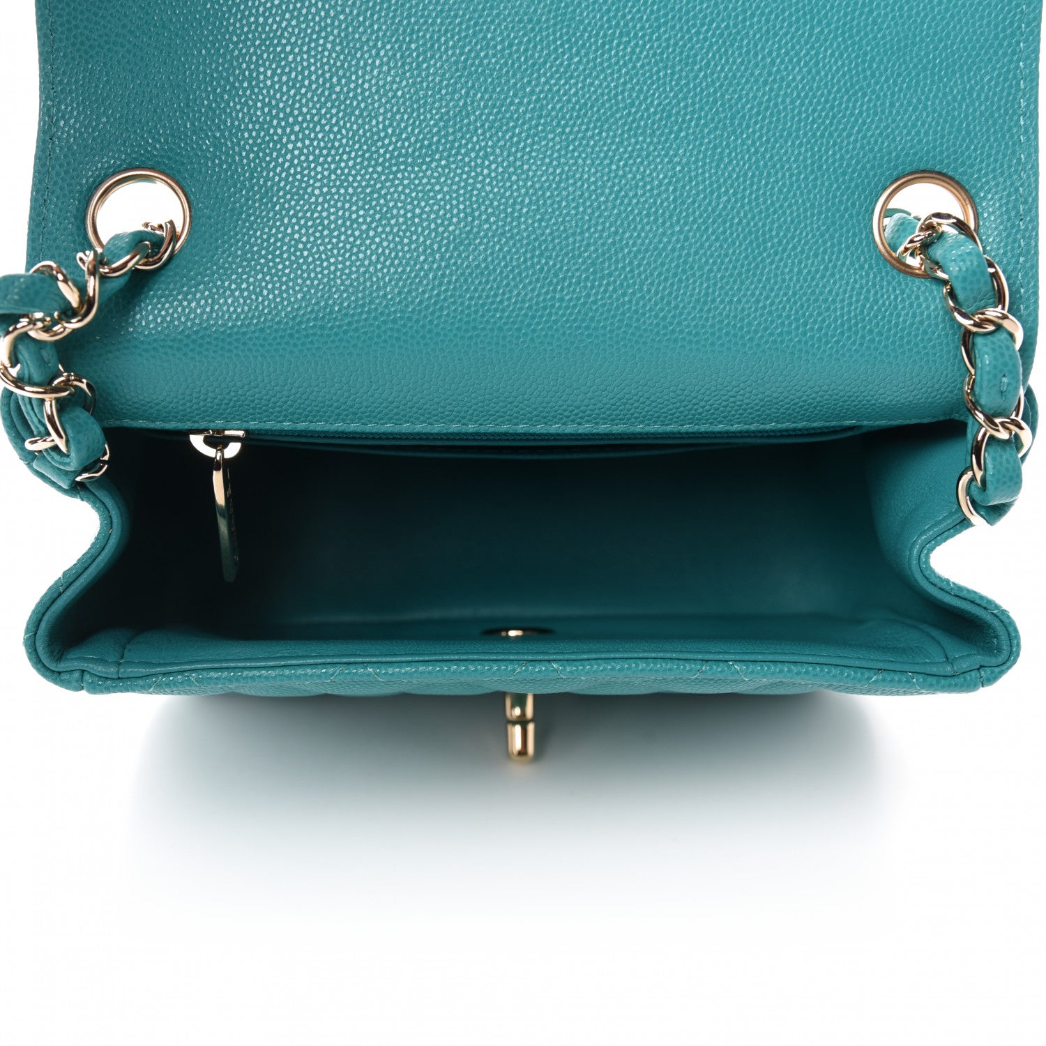 Chanel Caviar Quilted Mini Square Flap Turquoise 5 of 11