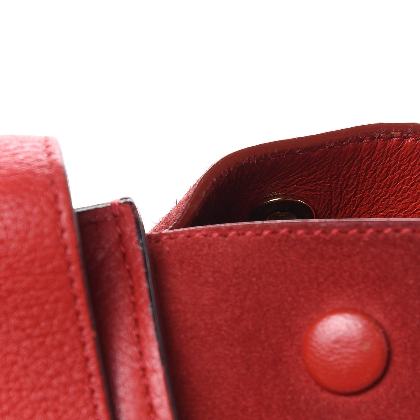 Drummed Calfskin Suede Small Trapeze Coquelicot