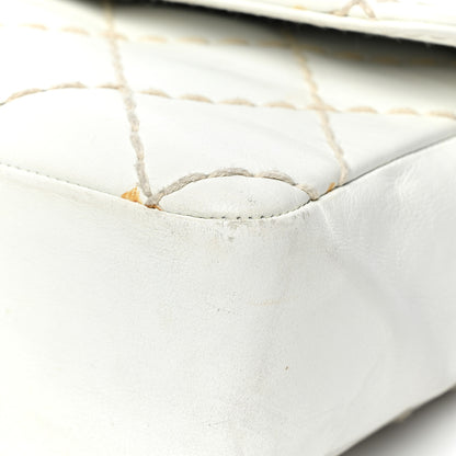 Chanel Calfskin Quilted Medium Wild Stitch Flap White 14 of 19