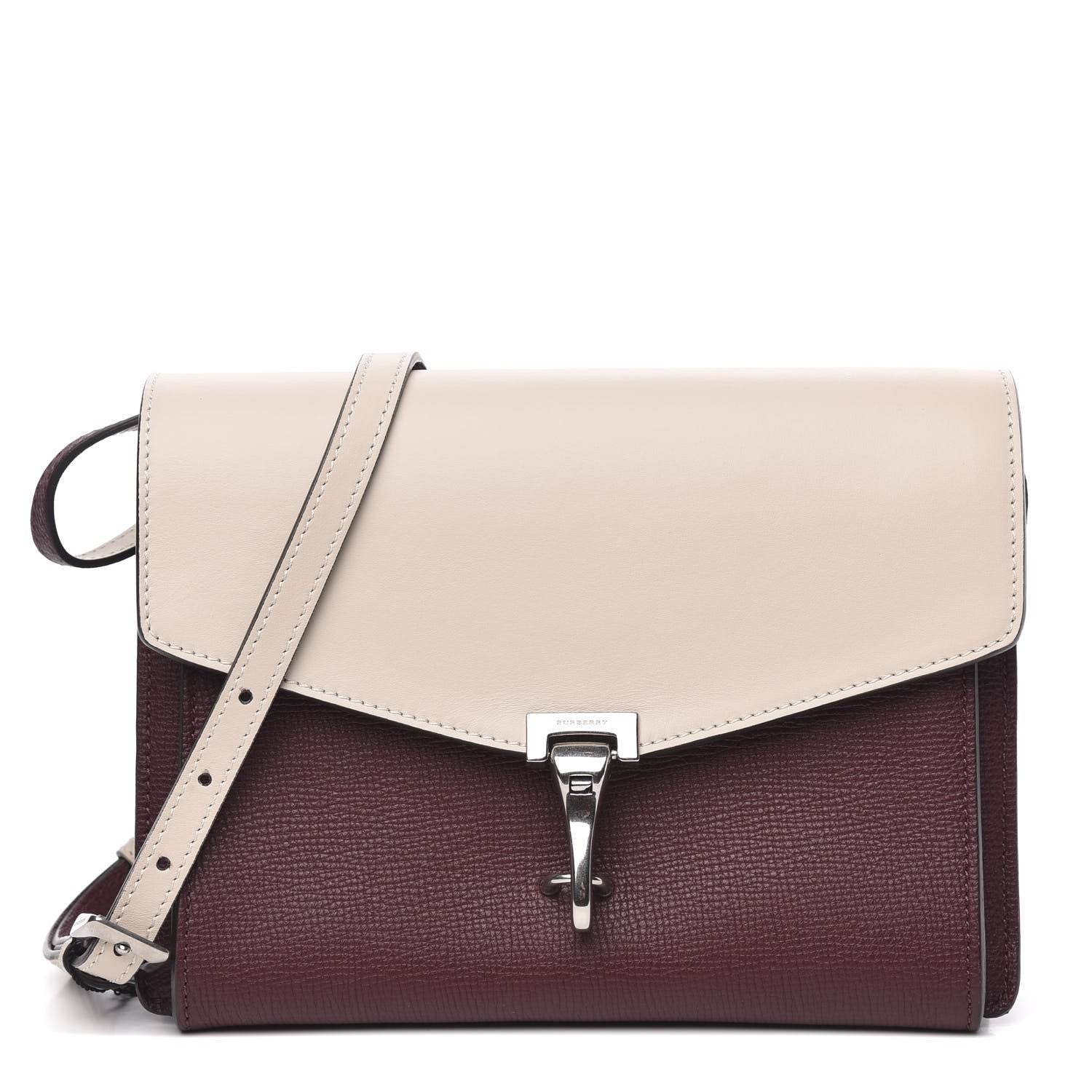 Burberry Derby Calfskin Bi-Color Small Macken Crossbody Bag Mahogany Red Limestone 1 of 9