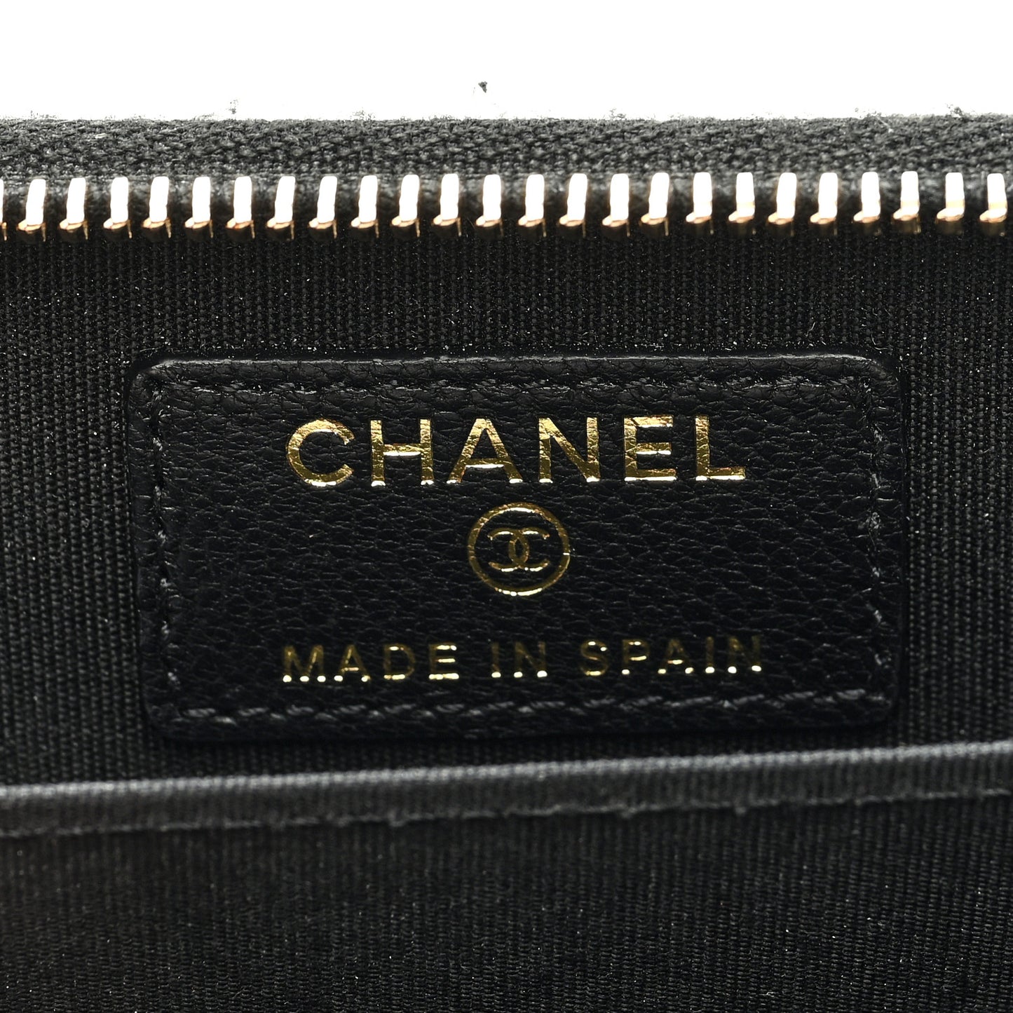 Goatskin Quilted Chanel 19 Zip Around Coin Purse Wallet Black