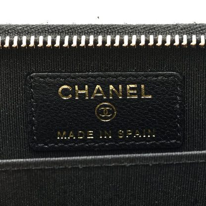 Chanel Goatskin Quilted Chanel 19 Zip Around Coin Purse Wallet Black 6 of 8