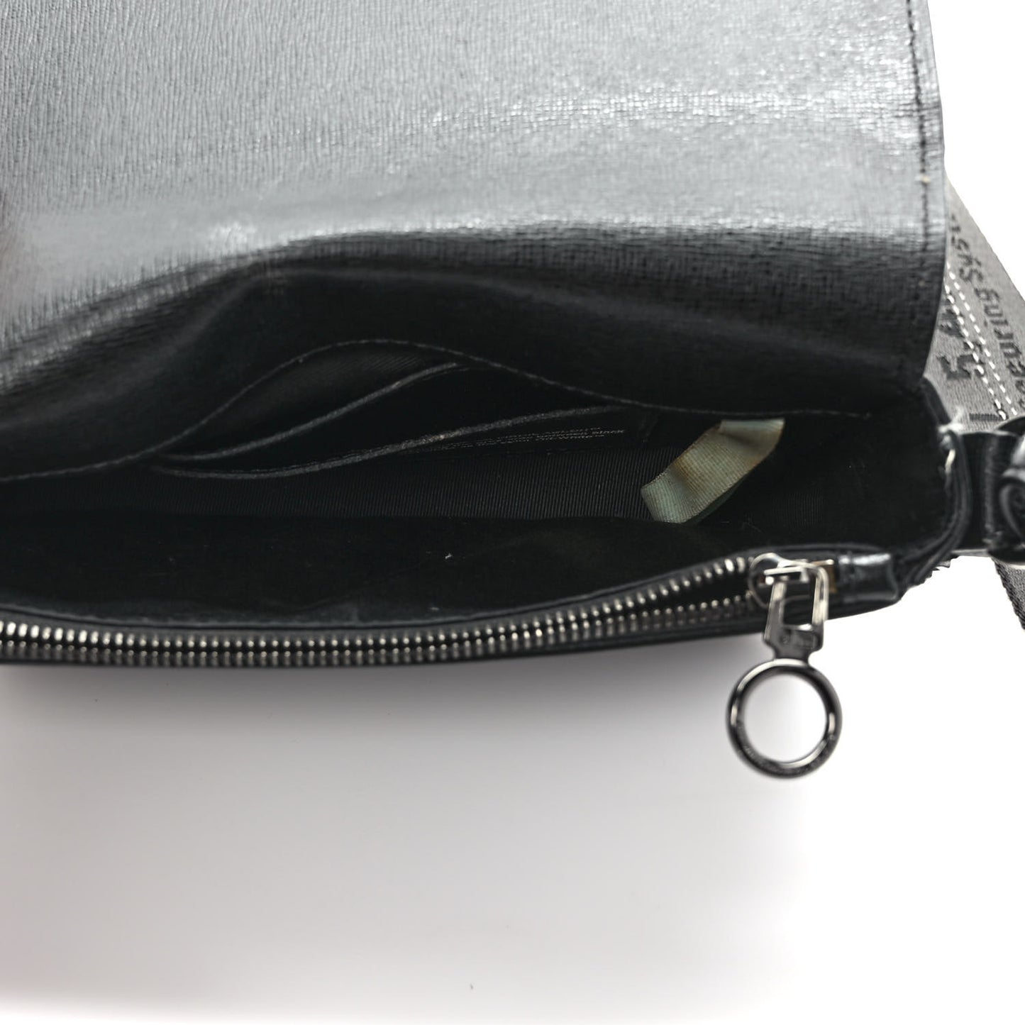 Saffiano Striped Mini Diag Bag Black White