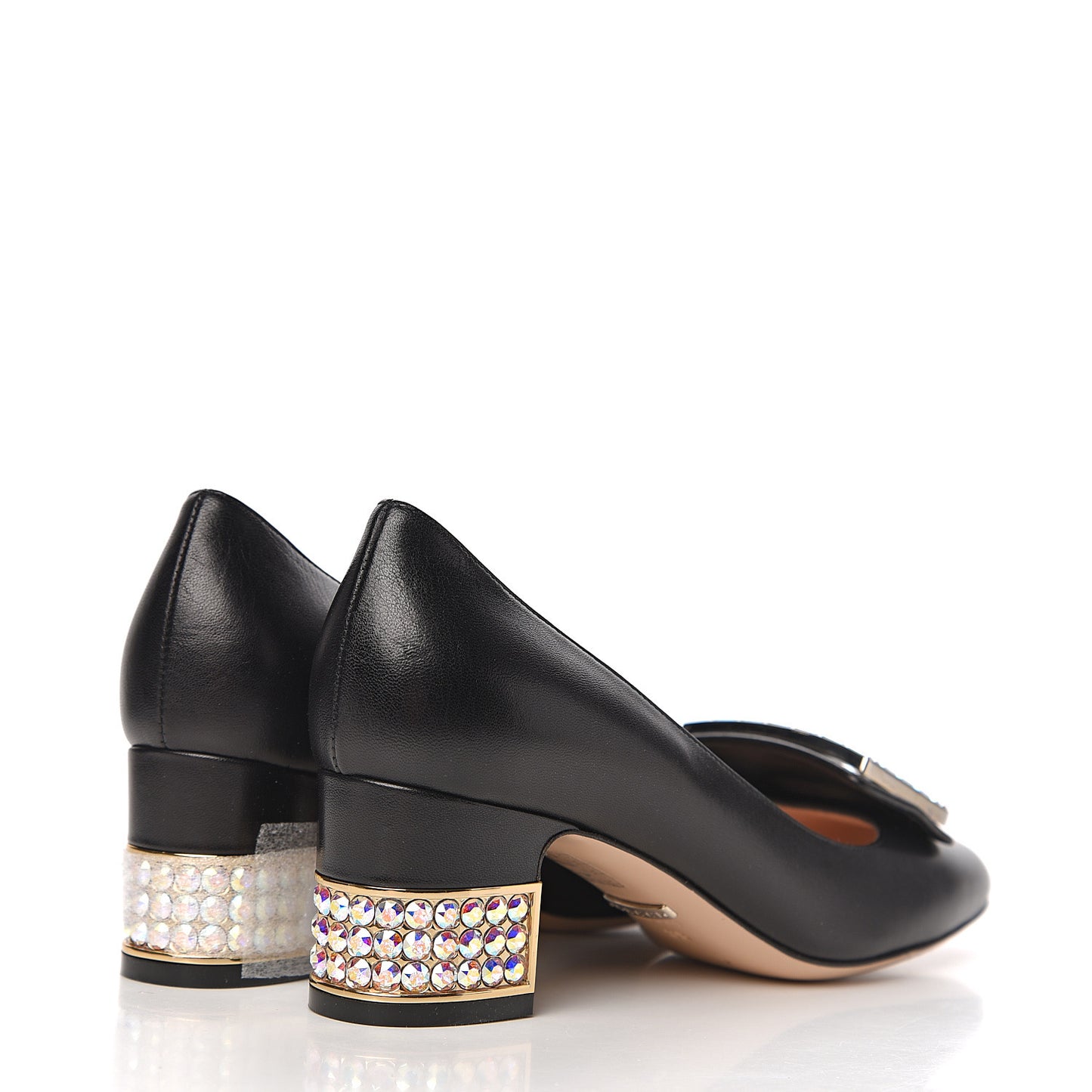 Malaga Kid Crystal Square G Madelyn Mid Heel Loafer Pumps 36 Black