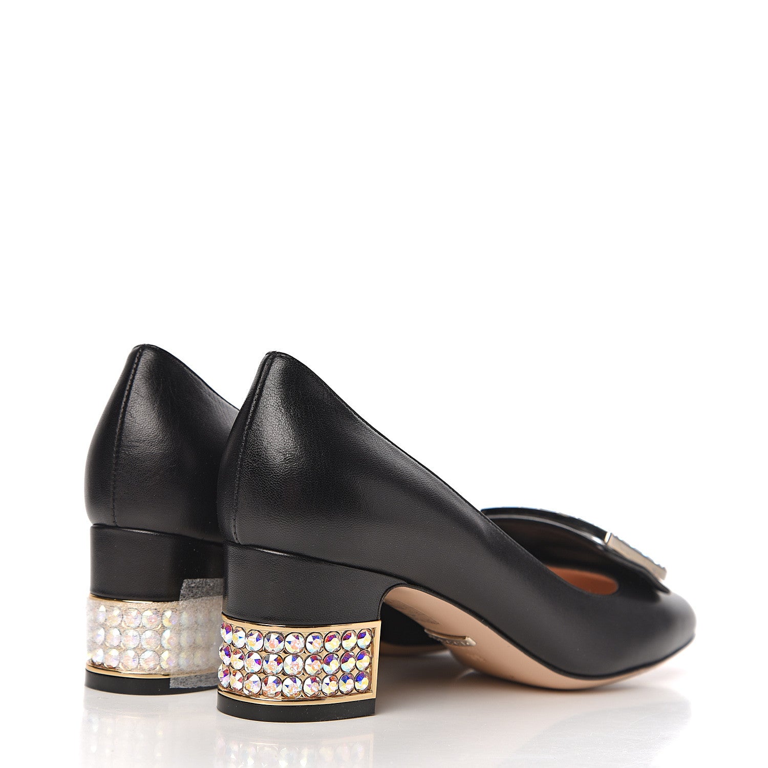 Gucci Malaga Kid Crystal Square G Madelyn Mid Heel Loafer Pumps 36 Black 4 of 10