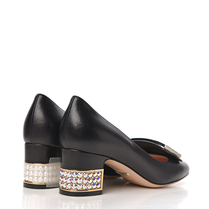 Gucci Malaga Kid Crystal Square G Madelyn Mid Heel Loafer Pumps 36 Black 4 of 10
