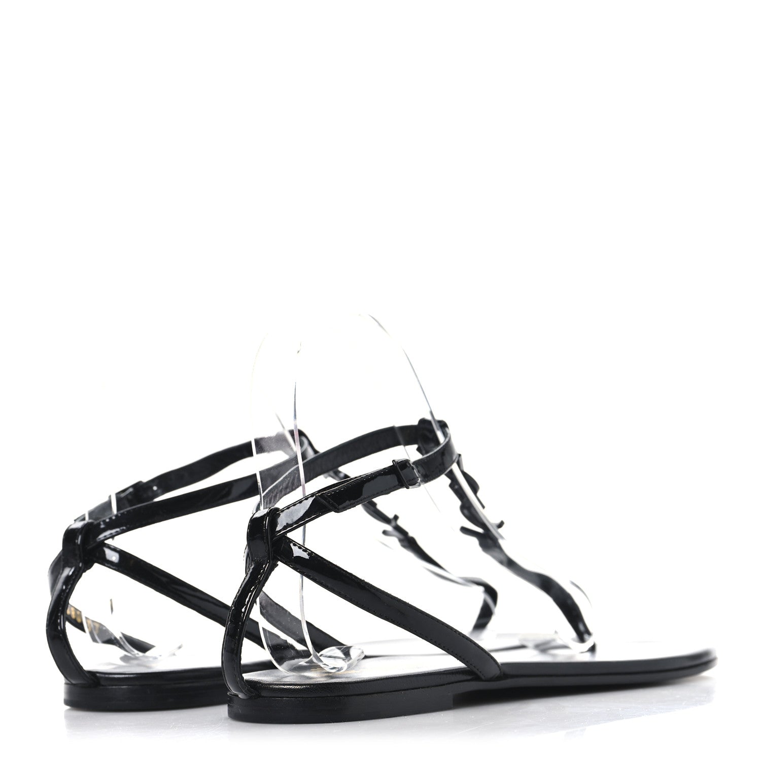 Saint Laurent Patent Calfskin Nu Pieds 05 Sandals 37 Black 5 of 9