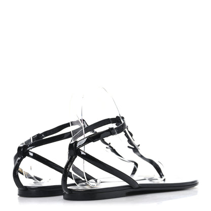 Saint Laurent Patent Calfskin Nu Pieds 05 Sandals 37 Black 5 of 9