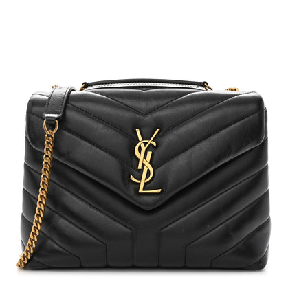 Saint Laurent Calfskin Y Quilted Monogram Small Loulou Chain Satchel Black 1 of 10