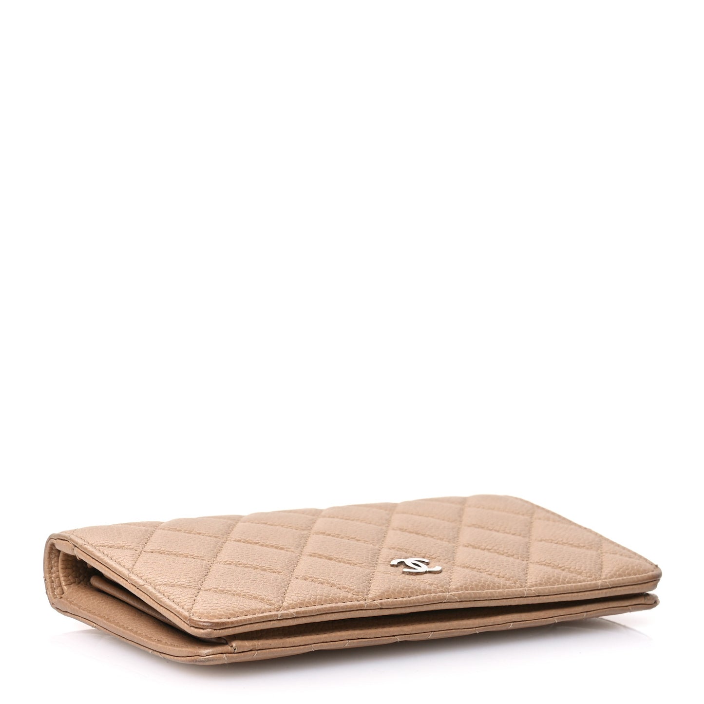 Caviar Quilted Yen Wallet Dark Beige