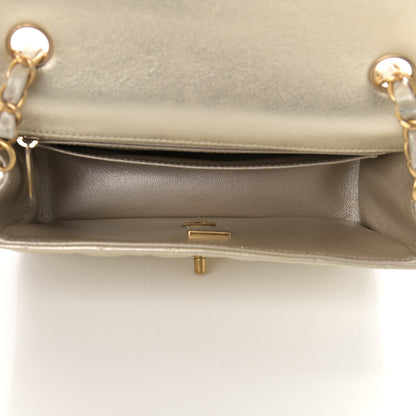 Chanel Metallic Lambskin Quilted Mini Rectangular Flap Gold 4 of 10