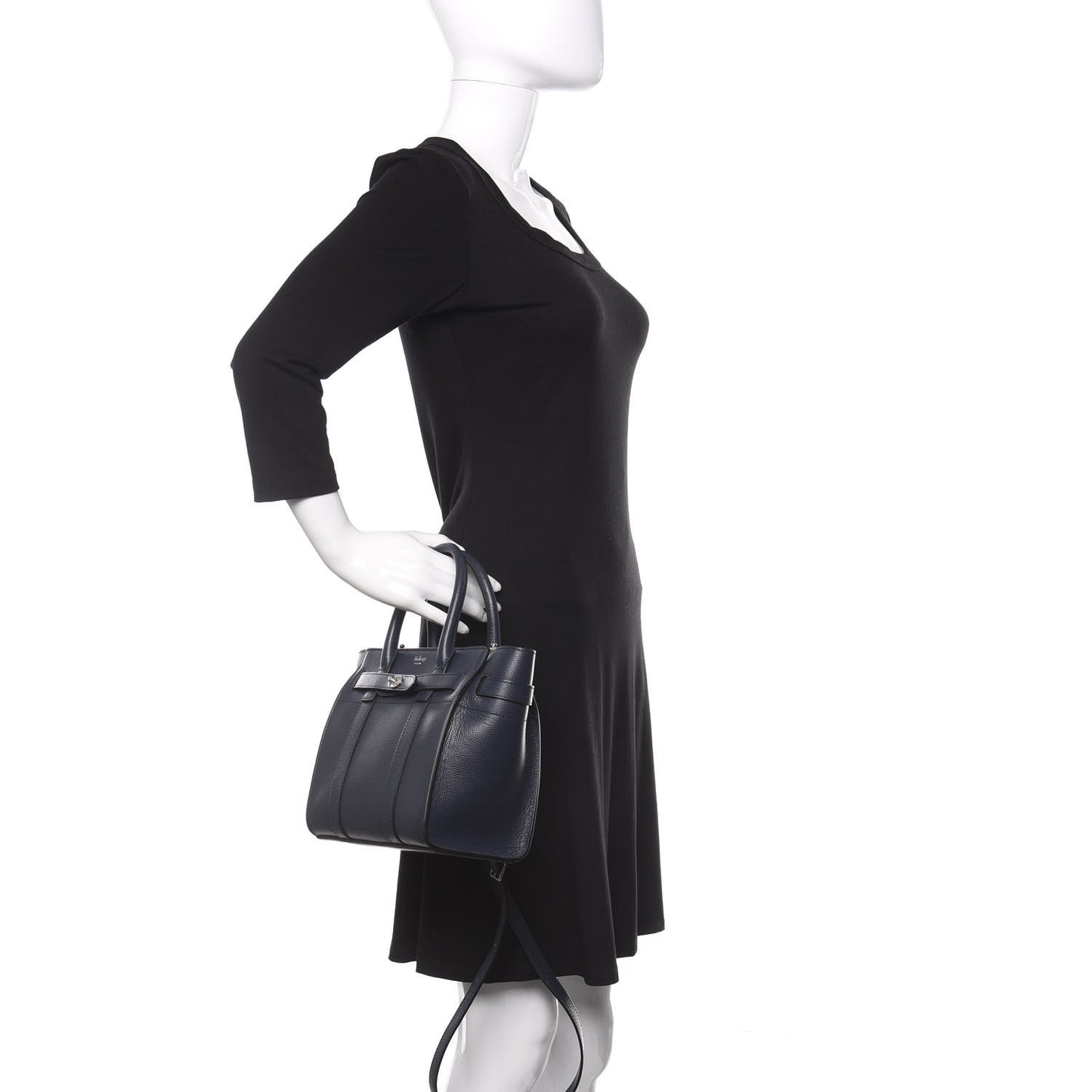 Small Classic Grain Mini Bayswater Zip Tote Navy