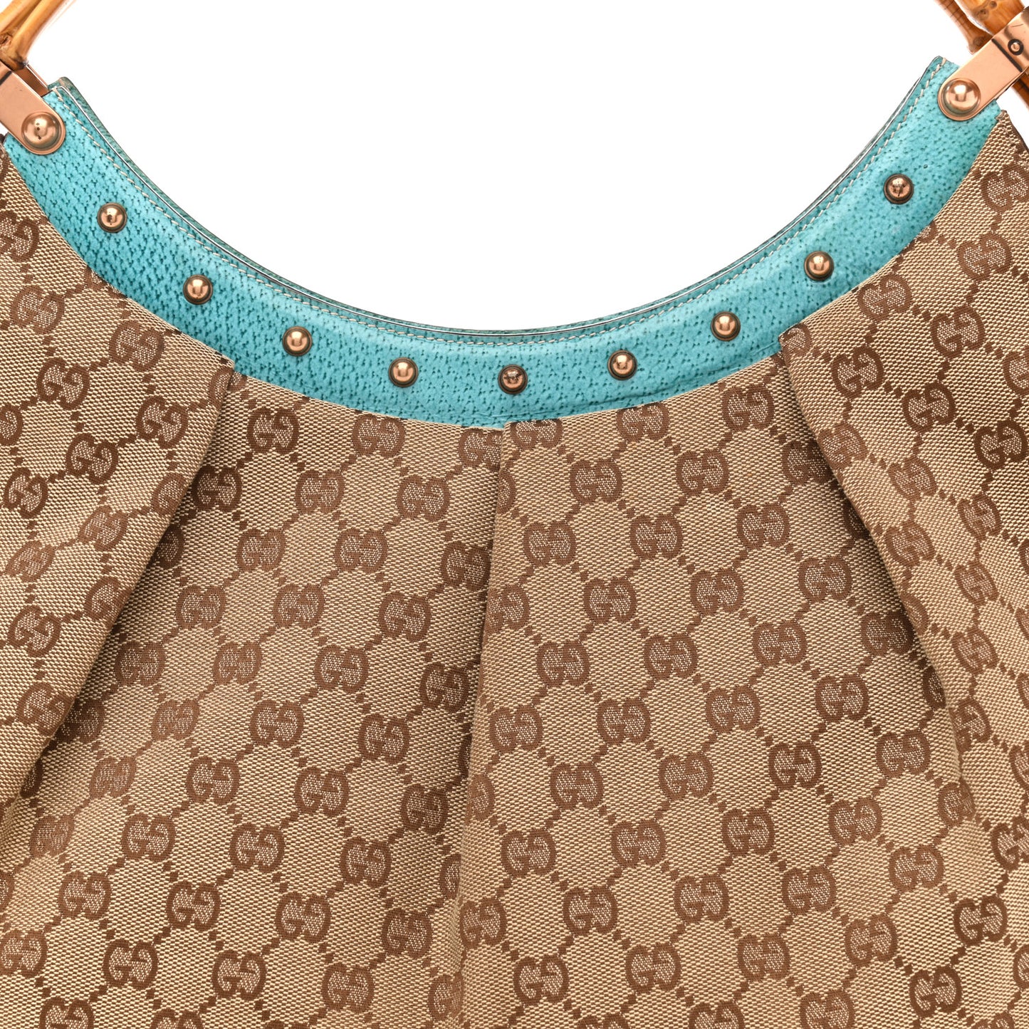 Monogram Bamboo Top Handle Bag Turquoise