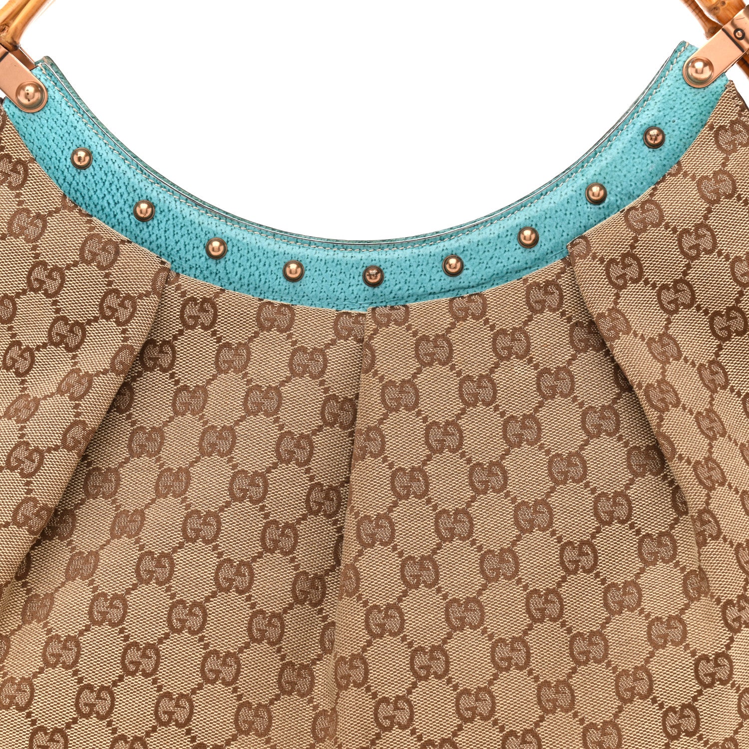 Gucci Monogram Bamboo Top Handle Bag Turquoise 8 of 15