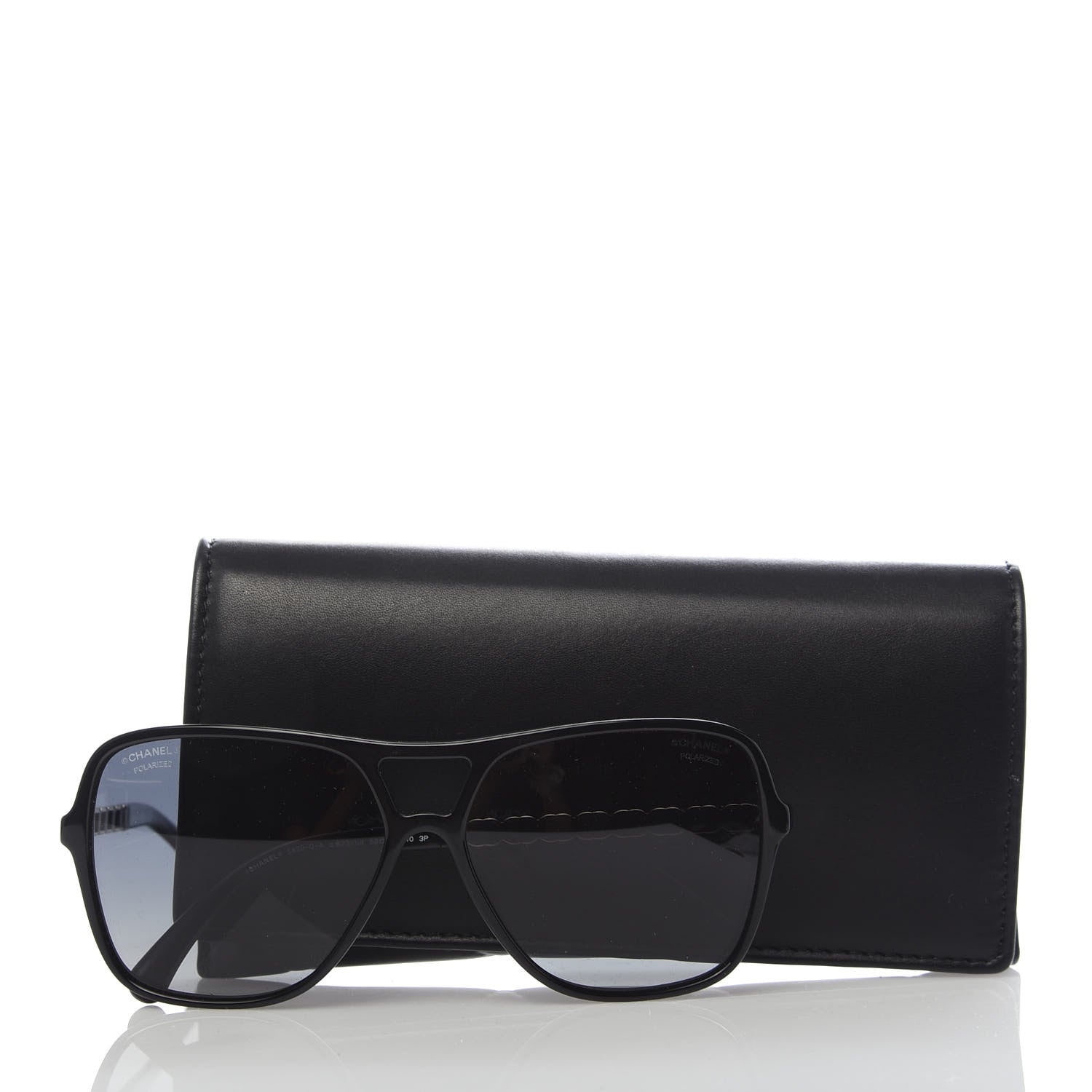 Chanel Metal Calfskin CC Chain Pilot Sunglasses 5439-Q Black 8 of 8