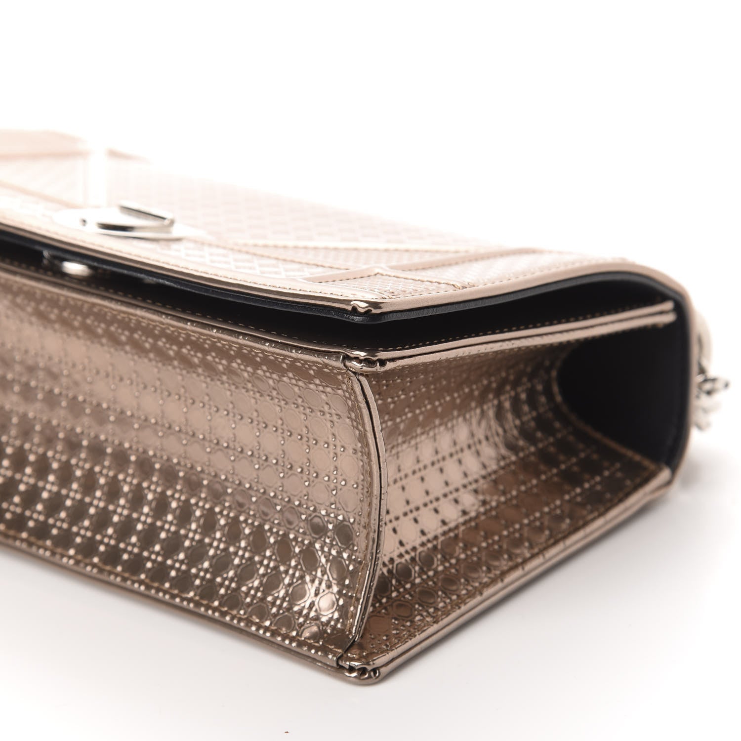 Christian Dior Metallic Patent Micro-Cannage Small Diorama Flap Bag Hyper Pink 7 of 14