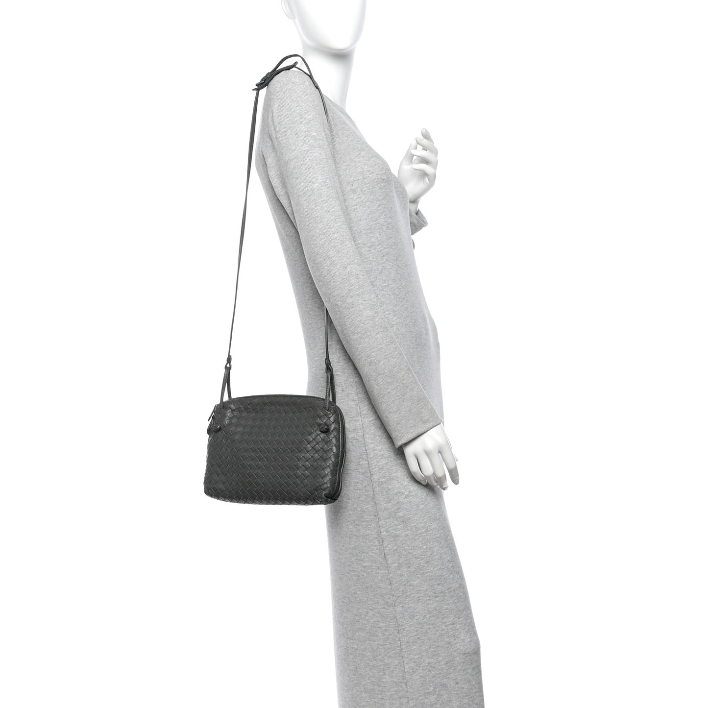 Nappa Intrecciato Nodini Crossbody Messenger New Light Grey