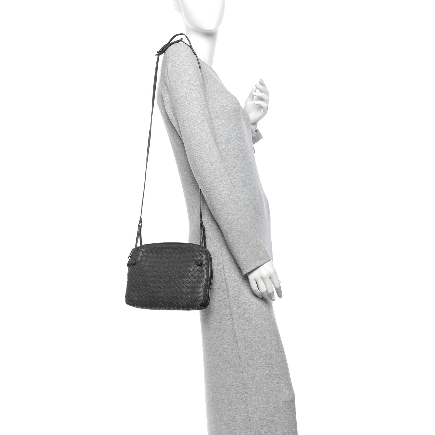 Bottega Veneta Nappa Intrecciato Nodini Crossbody Messenger New Light Grey 2 of 11