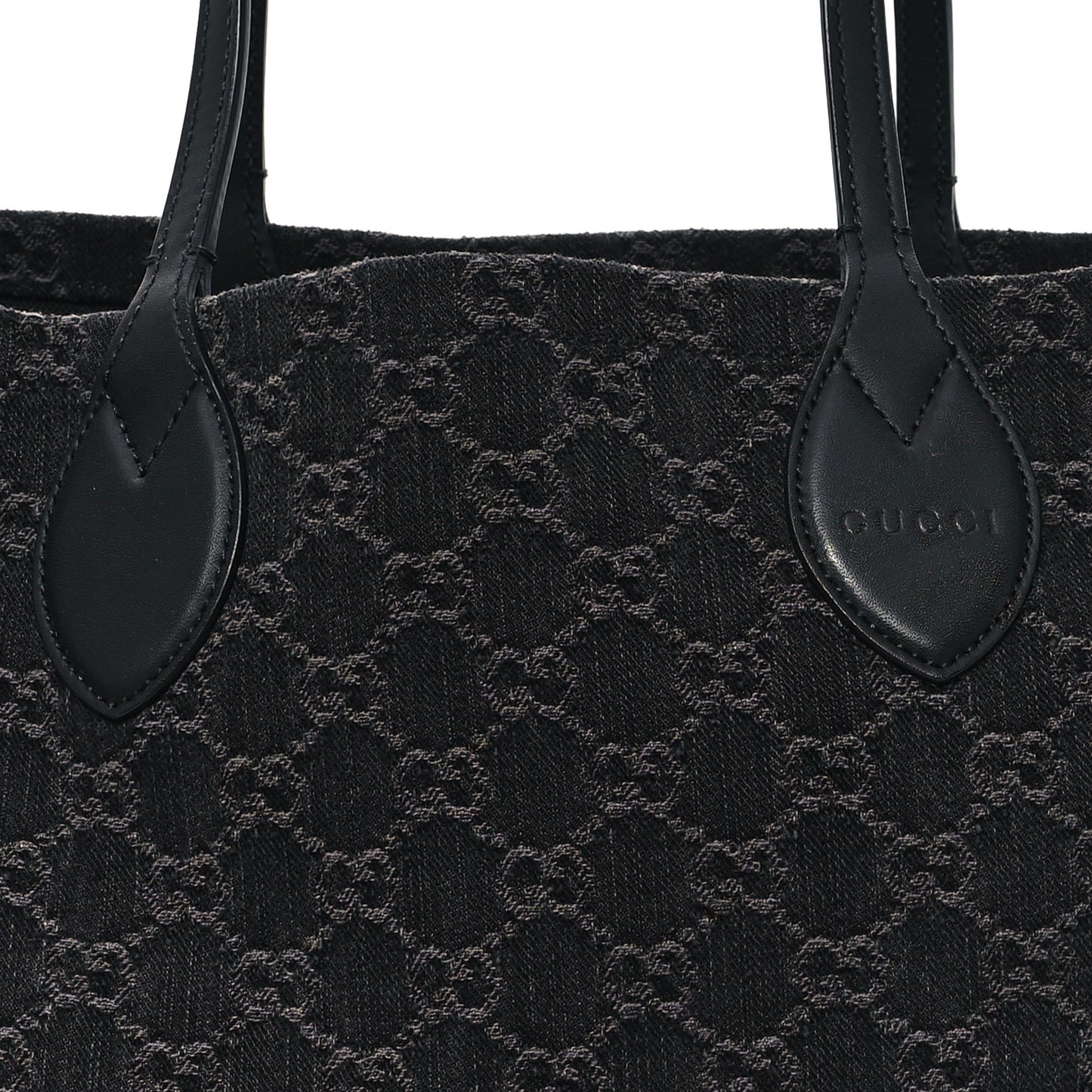 Denim Ophidia GG Monogram Large Tote Black Grey