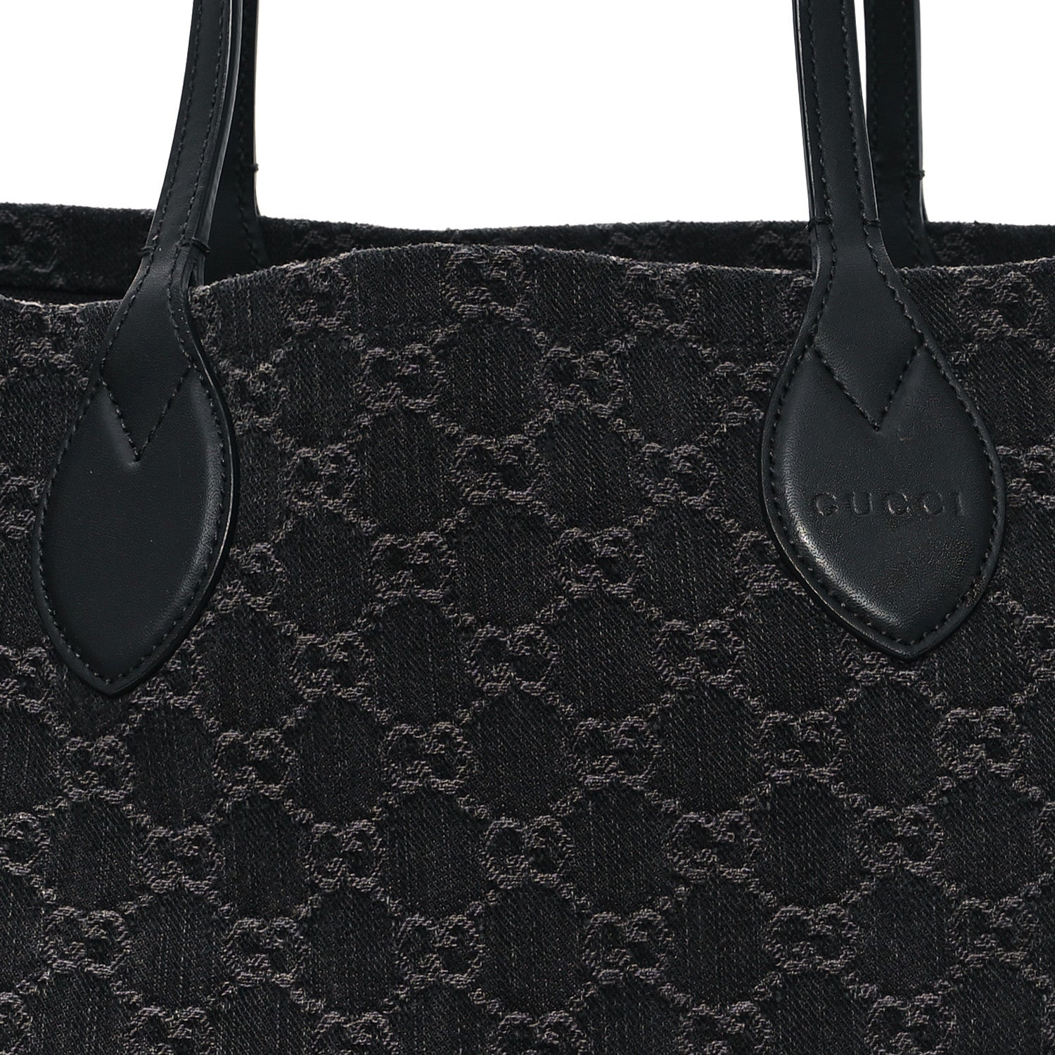 Gucci Denim Ophidia GG Monogram Large Tote Black Grey 9 of 13