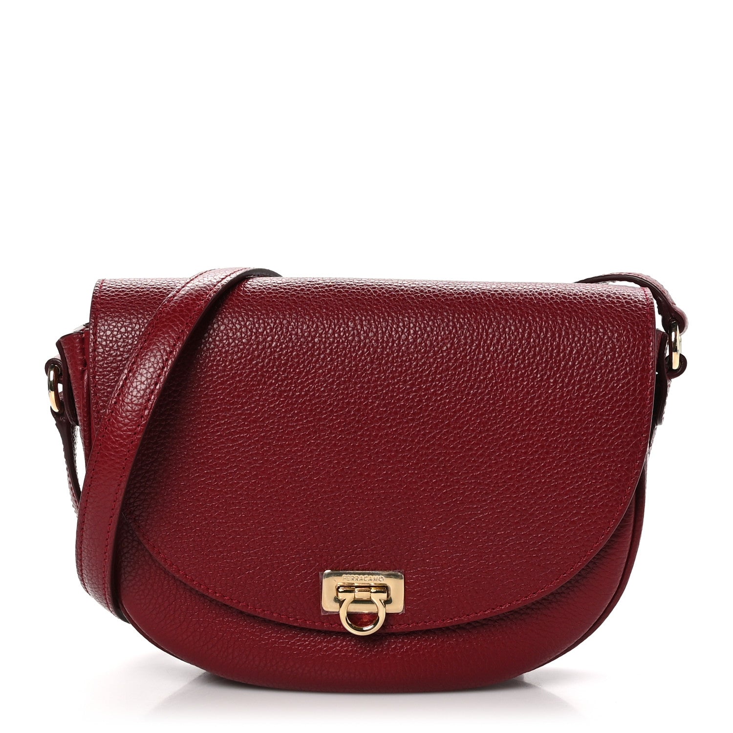 Salvatore Ferragamo Grained Calfskin Gancini Crossbody Flap Carmine 1 of 11