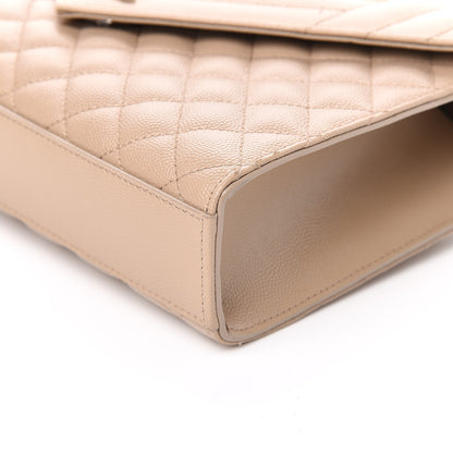 Saint Laurent Grain De Poudre Textured Mixed Matelasse Medium Triquilt Monogram Satchel Dark Beige 9 of 11