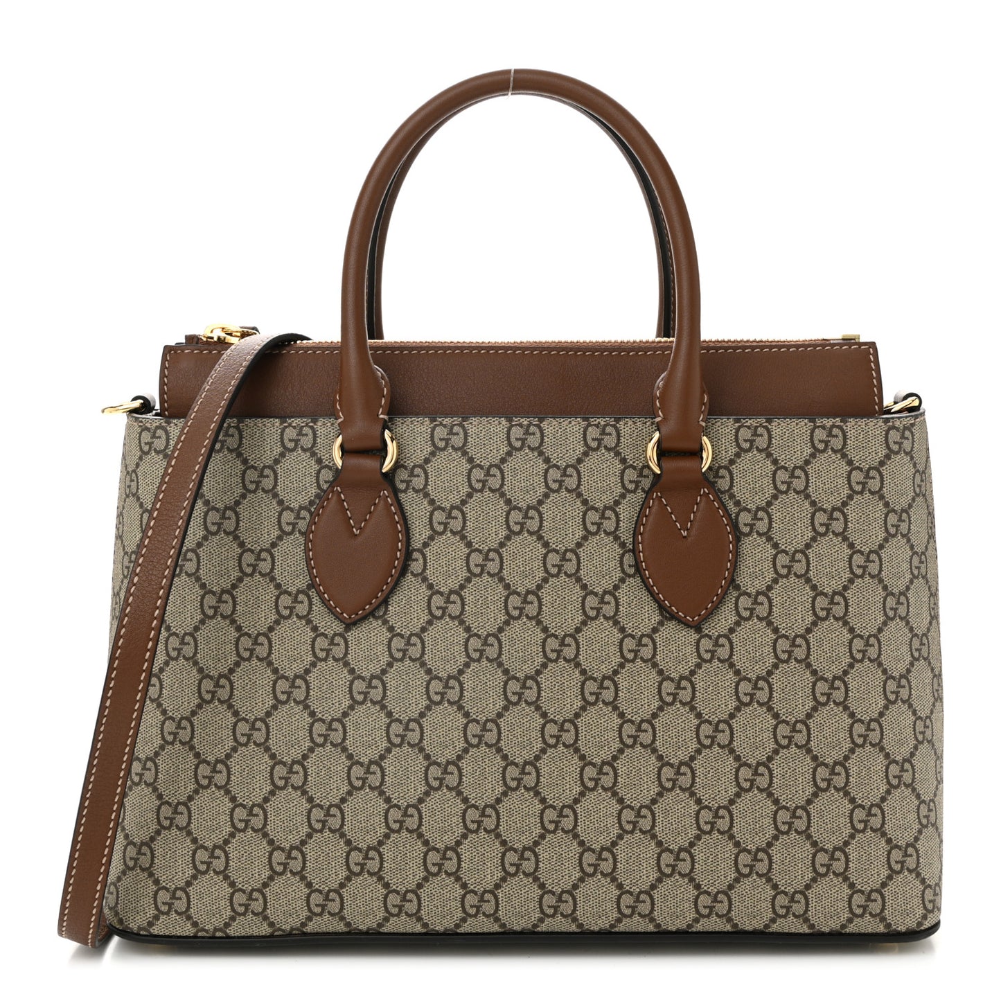 GG Supreme Monogram Small Zip Top Tote Beige Tuscany