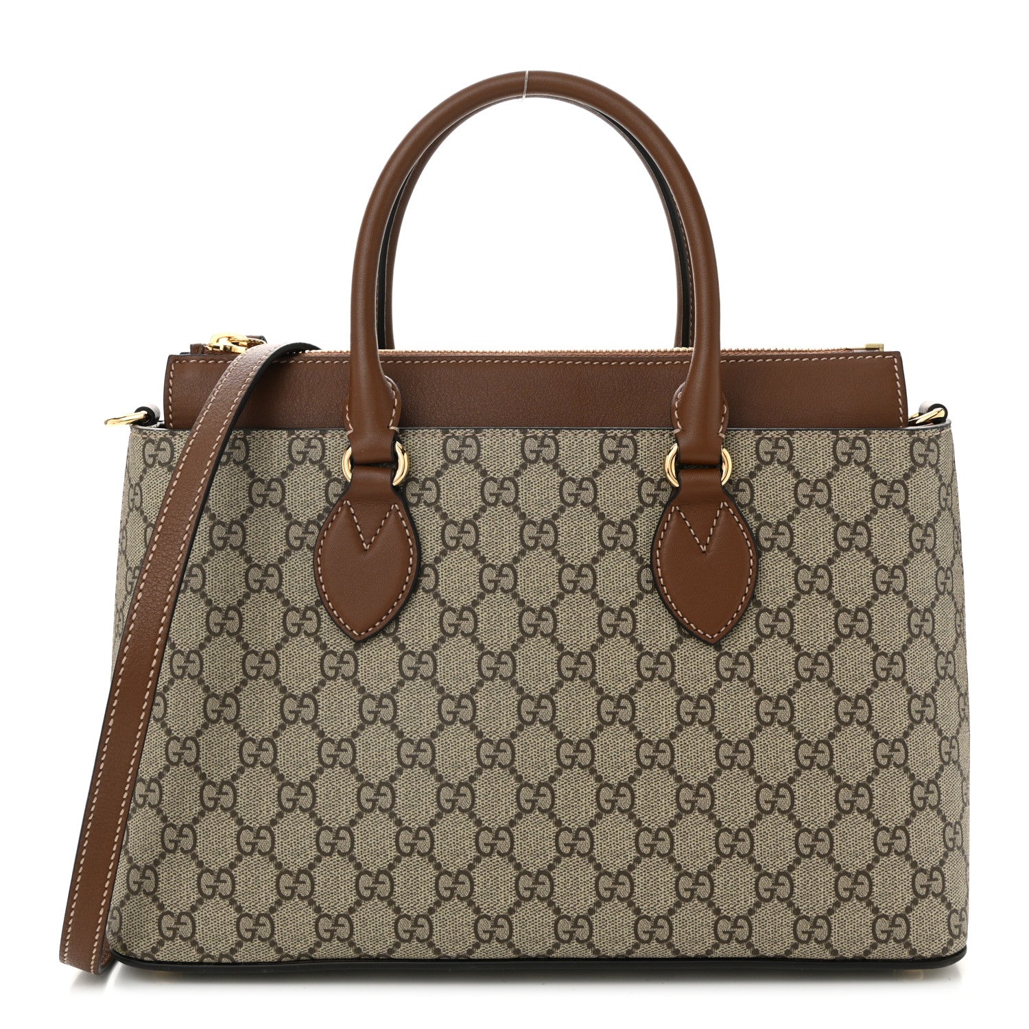 Gucci GG Supreme Monogram Small Zip Top Tote Beige Tuscany 1 of 10