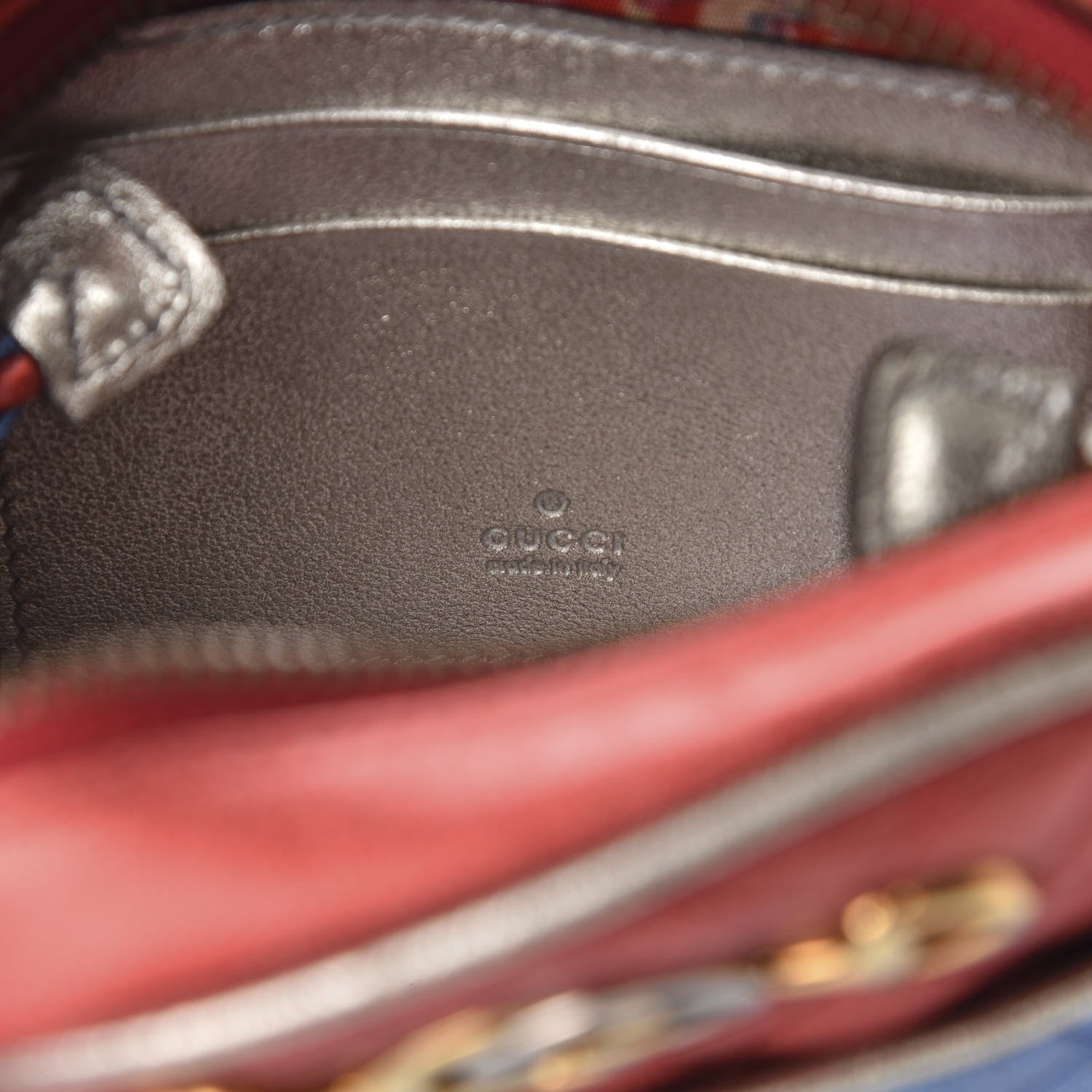 Gucci Laminated Nappa Trapuntata Mini Zumi Dome Shoulder Bag Rosso Marine Argento 8 of 9