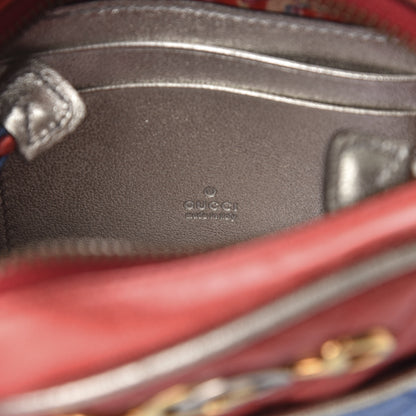 Gucci Laminated Nappa Trapuntata Mini Zumi Dome Shoulder Bag Rosso Marine Argento 8 of 9