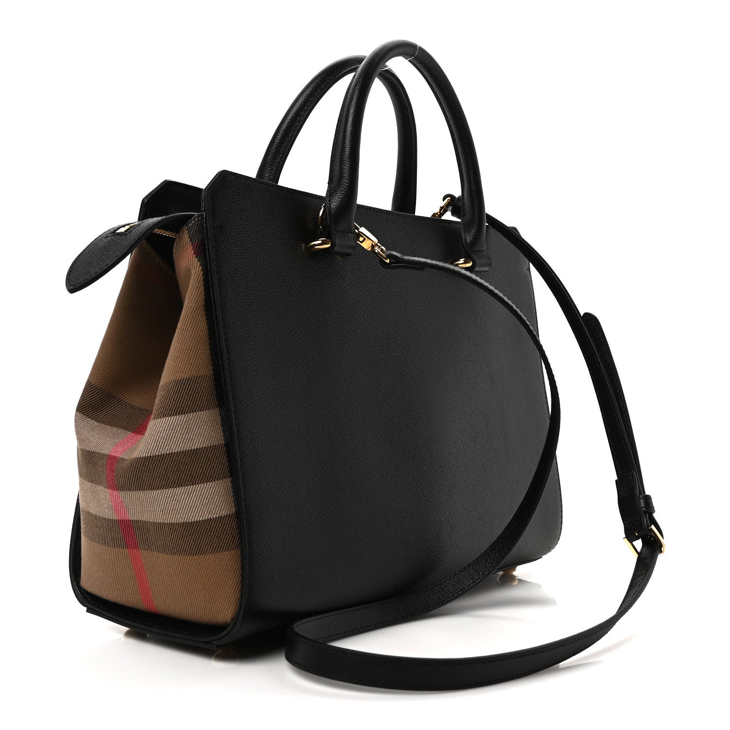 Burberry Calfskin Mega Check Small Banwell Tote Black 3 of 10