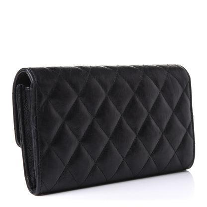 Chanel Crumpled Calfskin Quilted Large Flap Wallet So Black 3 of 9