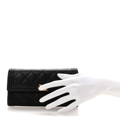 Chanel Caviar Quilted Long Boy Flap Wallet Black 2 of 8