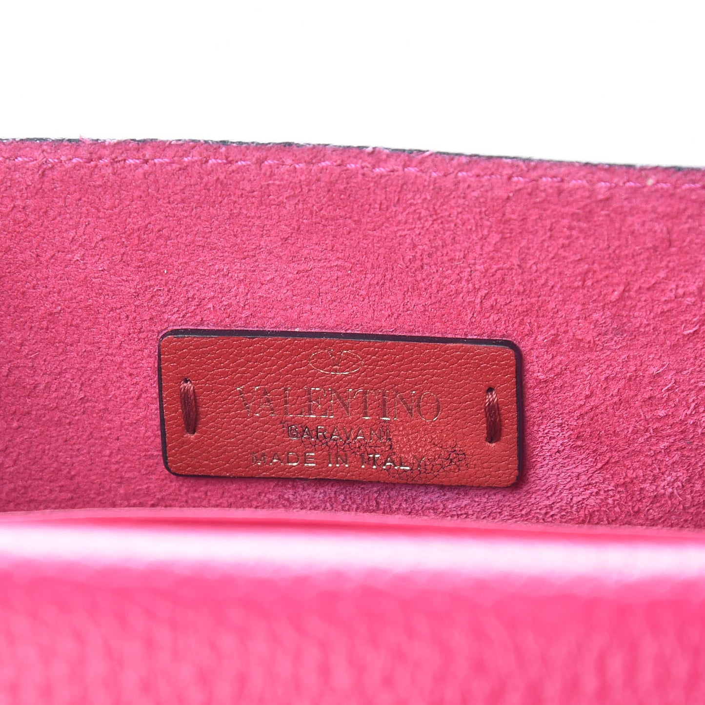 Pebbled Calfskin Rockstud Envelope Wallet on Chain Disco Pink