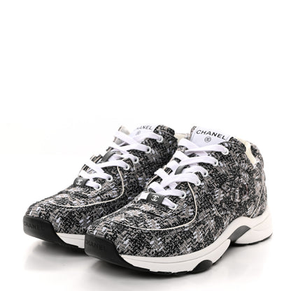 Chanel Tweed CC Sneakers 40.5 Grey Black 3 of 8