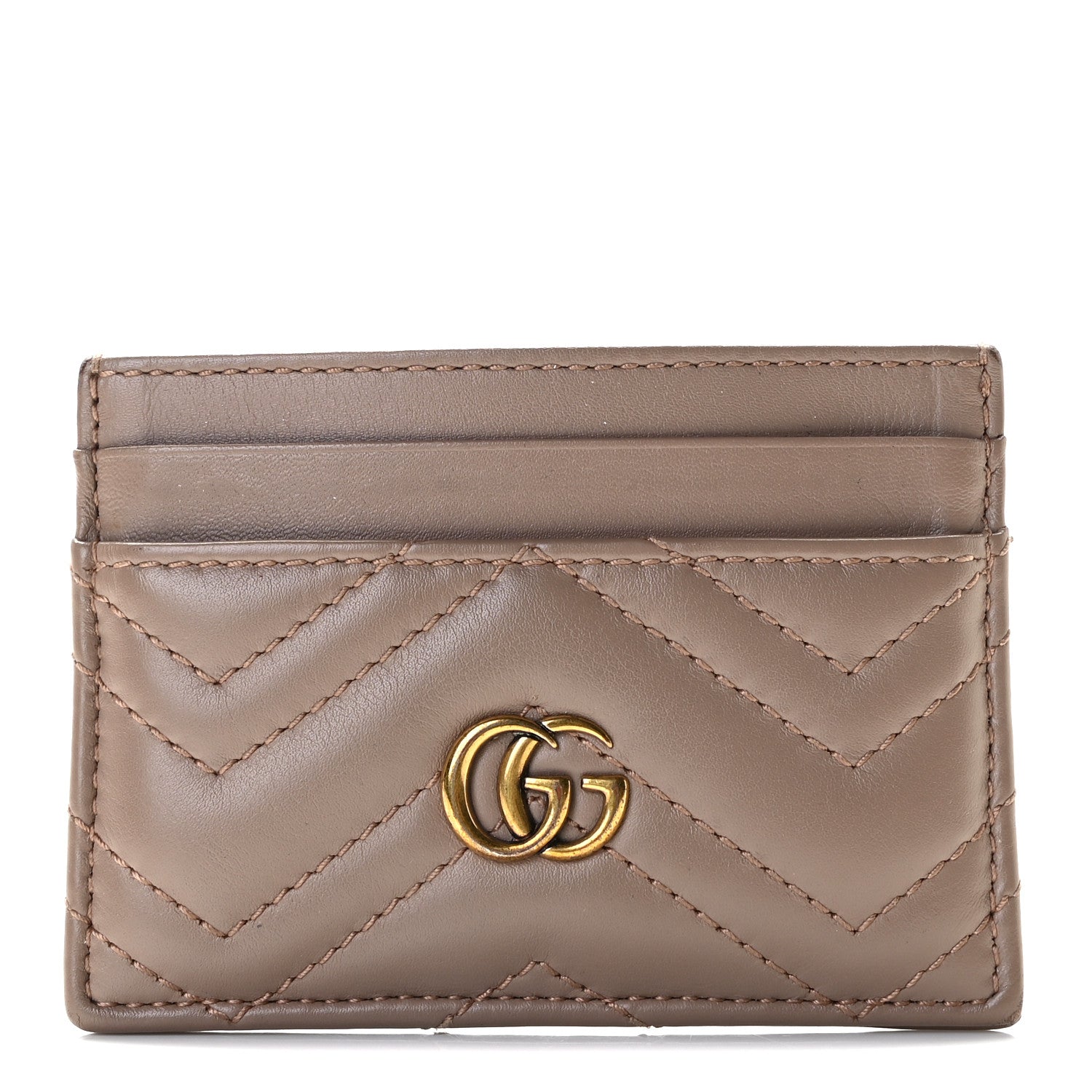 Gucci Calfskin Matelasse GG Marmont Card Holder Porcelain Rose 1 of 7