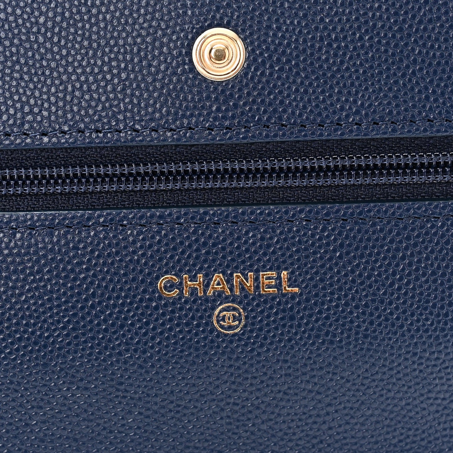 Caviar Quilted Wallet On Chain WOC Navy Blue