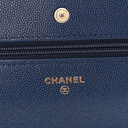 Chanel Caviar Quilted Wallet On Chain WOC Navy Blue 6 of 12