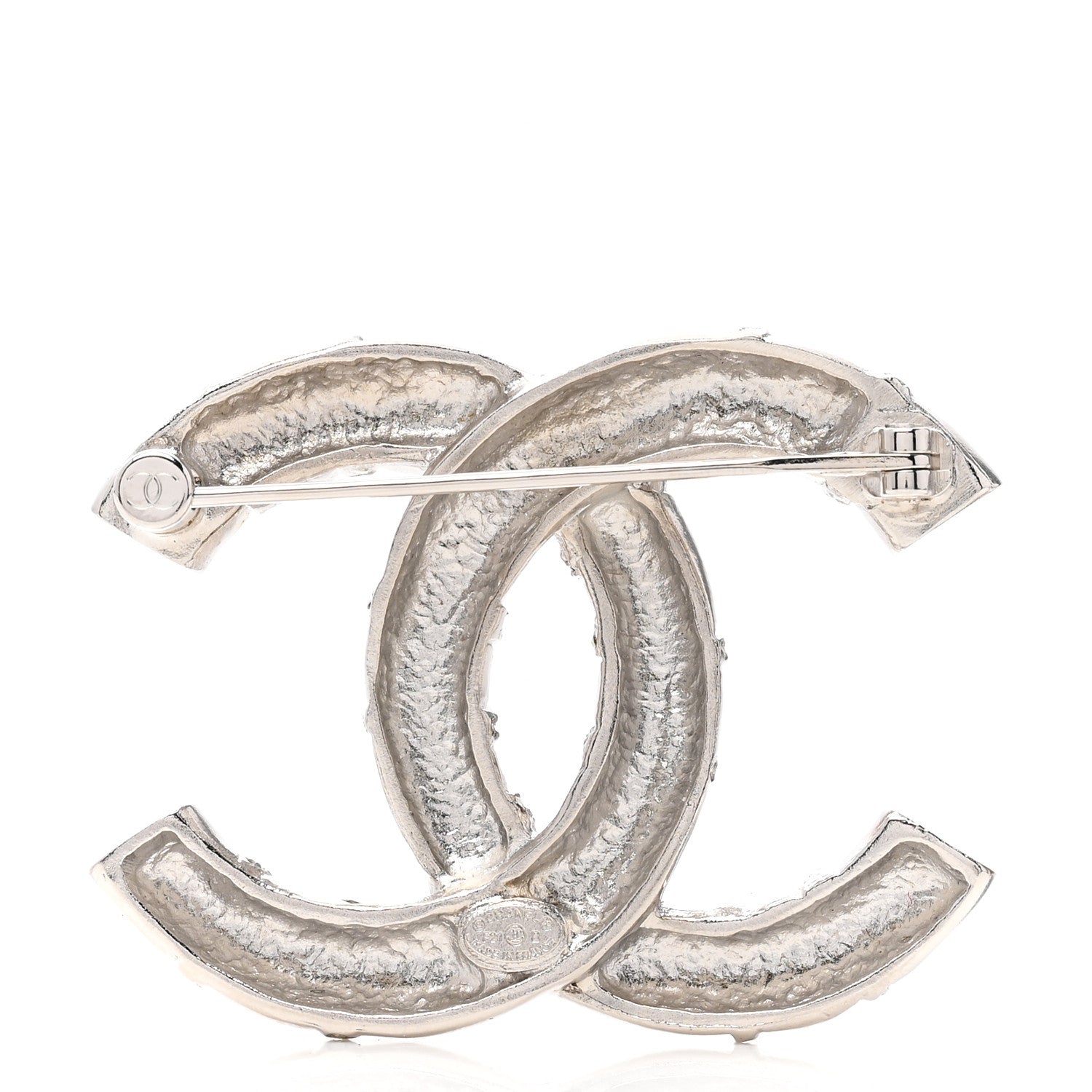 Chanel Crystal CC Brooch Silver 3 of 5
