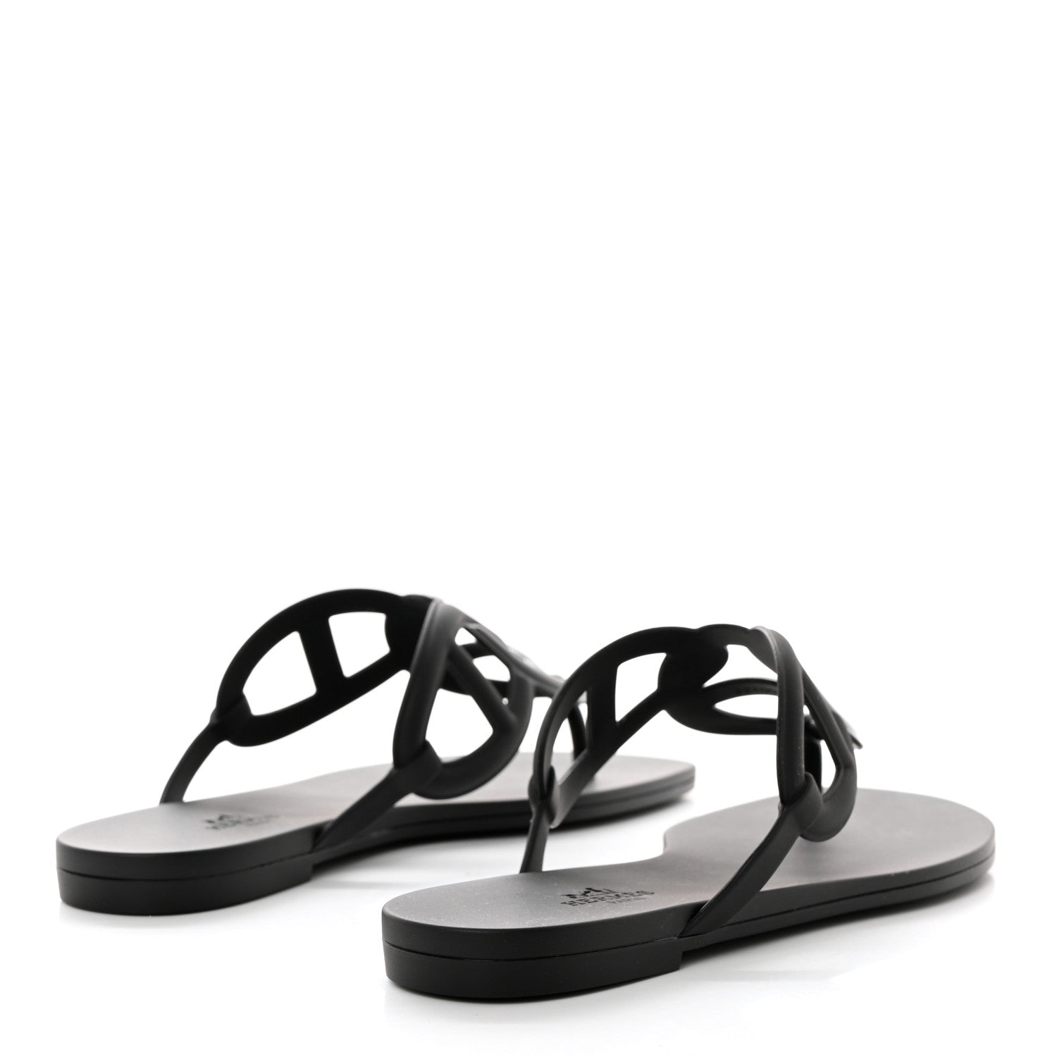 Hermes Rubber Womens Egerie Sandals 37 Black 4 of 9