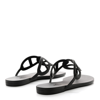 Hermes Rubber Womens Egerie Sandals 37 Black 4 of 9
